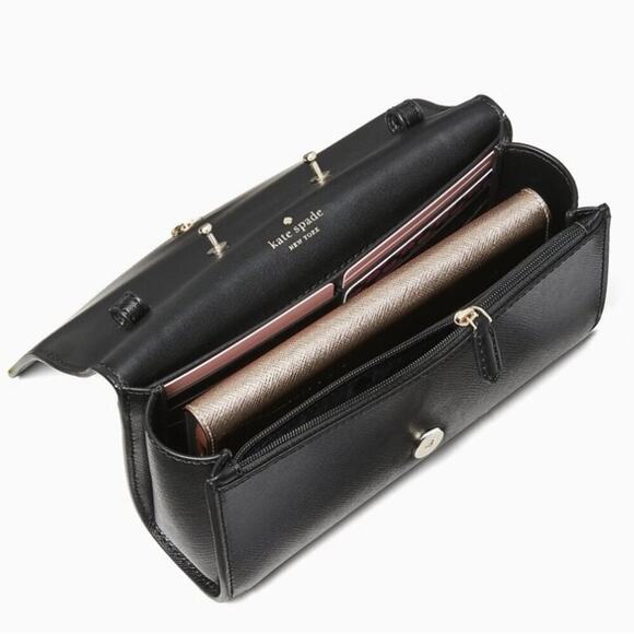 KATE SPADE Staci Small Flap Leather Crossbody in Black - Picture 14 of 15